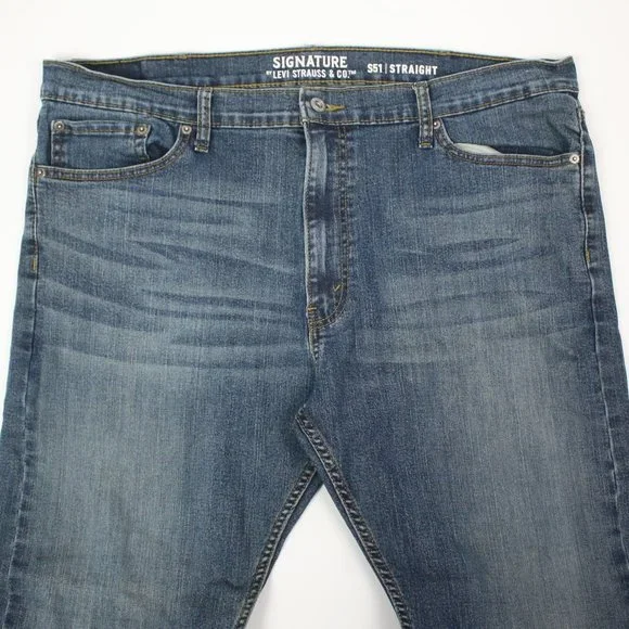Signature by Levi's Mens 40x32 Straight S51 Denim Jeans - Picture 4 of 7